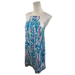Lilly Pulitzer‎ Iona Resort Dress Sleeveless White Blue Pink Print Size Medium